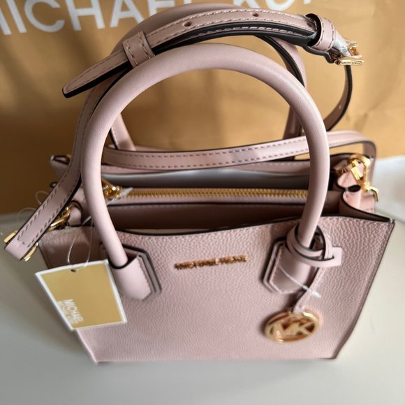 MICHAEL KORS Mercer Medium Pebbled Leather Crossbody Bag Pink - Picture 3 of 16